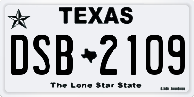 TX license plate DSB2109