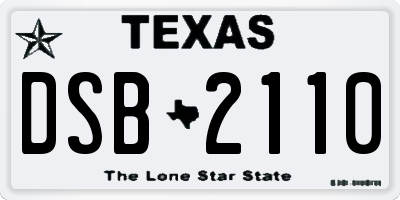 TX license plate DSB2110