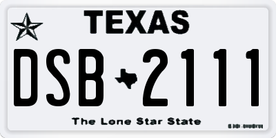 TX license plate DSB2111