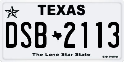 TX license plate DSB2113