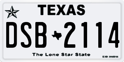 TX license plate DSB2114