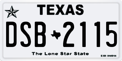 TX license plate DSB2115