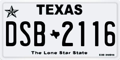 TX license plate DSB2116