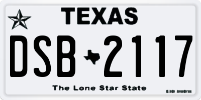 TX license plate DSB2117
