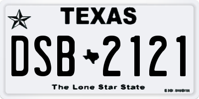 TX license plate DSB2121
