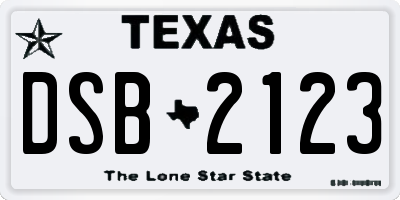 TX license plate DSB2123