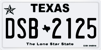 TX license plate DSB2125