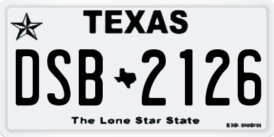 TX license plate DSB2126