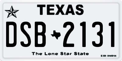 TX license plate DSB2131