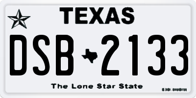 TX license plate DSB2133