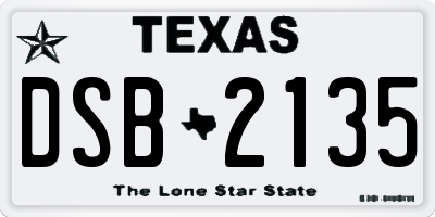 TX license plate DSB2135