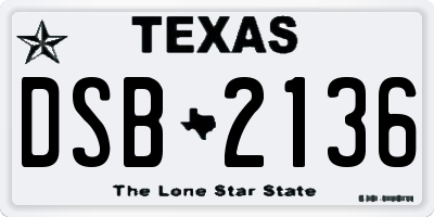 TX license plate DSB2136