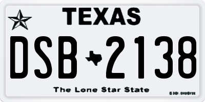 TX license plate DSB2138
