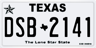 TX license plate DSB2141