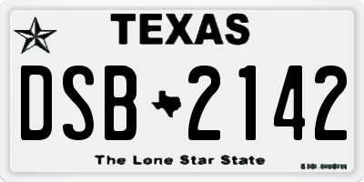 TX license plate DSB2142