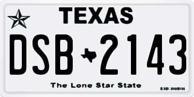 TX license plate DSB2143