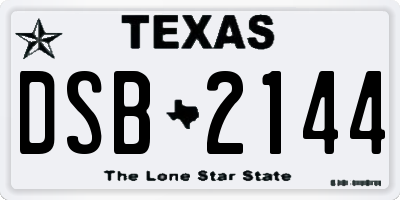 TX license plate DSB2144