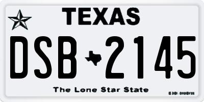 TX license plate DSB2145