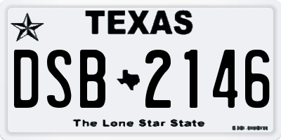 TX license plate DSB2146