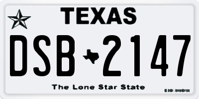 TX license plate DSB2147