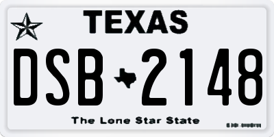 TX license plate DSB2148
