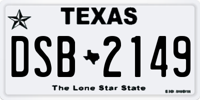 TX license plate DSB2149