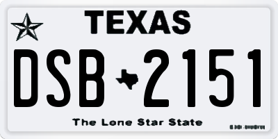 TX license plate DSB2151