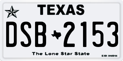 TX license plate DSB2153