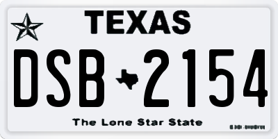 TX license plate DSB2154