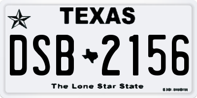 TX license plate DSB2156