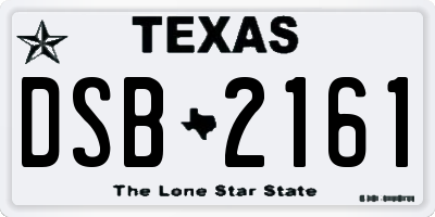 TX license plate DSB2161
