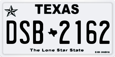 TX license plate DSB2162
