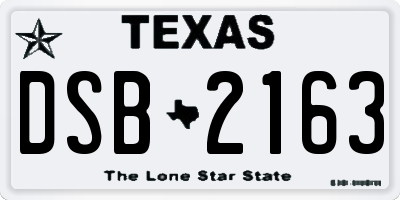 TX license plate DSB2163