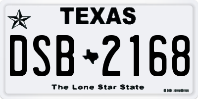 TX license plate DSB2168
