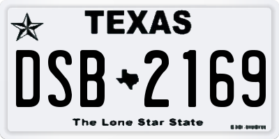 TX license plate DSB2169