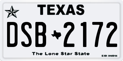 TX license plate DSB2172