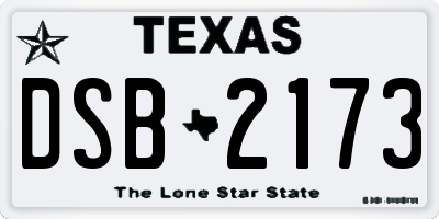 TX license plate DSB2173