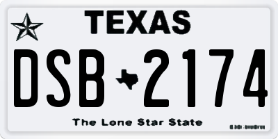 TX license plate DSB2174