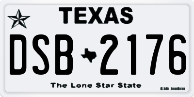 TX license plate DSB2176