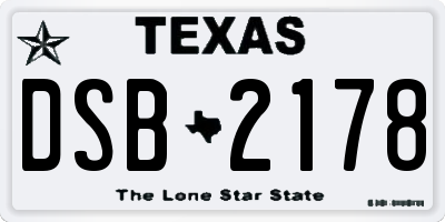 TX license plate DSB2178