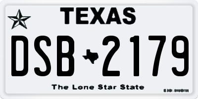 TX license plate DSB2179