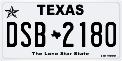 TX license plate DSB2180