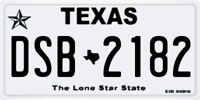 TX license plate DSB2182