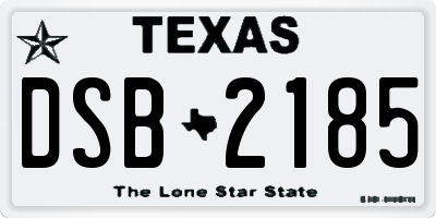 TX license plate DSB2185