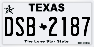 TX license plate DSB2187