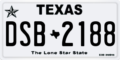 TX license plate DSB2188