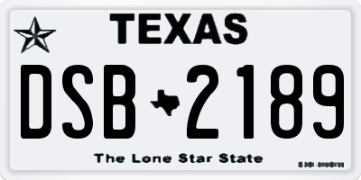 TX license plate DSB2189