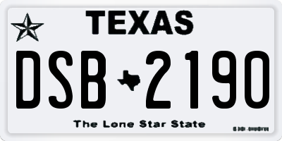 TX license plate DSB2190