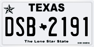 TX license plate DSB2191