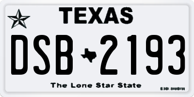 TX license plate DSB2193